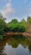 Beautiful panoramic reflection view of Julna stream