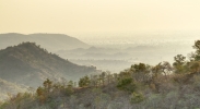 a landscape of mountains and jungle