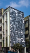 Wall Art on building at the road side of Marina Beach Chennai