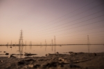 Electric Tower In Orange Background