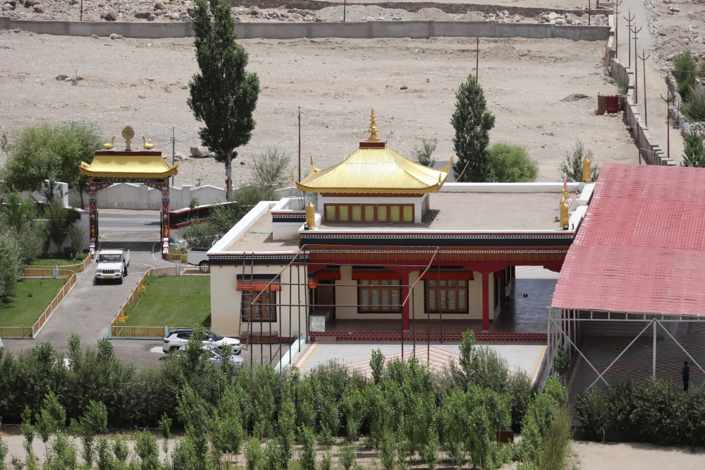 view from the top, Monastery entrance, beautiful, thiksey, Leh, red, green, sky, beautiful