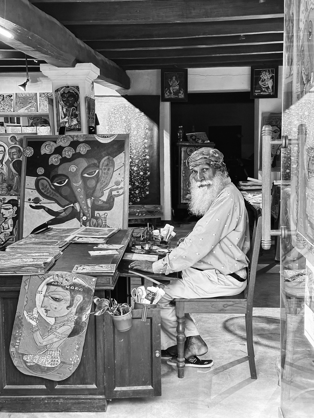 Brushstrokes of legacy, #TraditionalArt #IndianArtist #PortraitPhotography #BlackAndWhite #ArtStudio #CulturalHeritage #ArtisanLife #TimelessArt #CreativeProcess #Brushstrokes #Legacy #StreetPhotography #VisualStorytelling #FineArt #MonochromeMagic