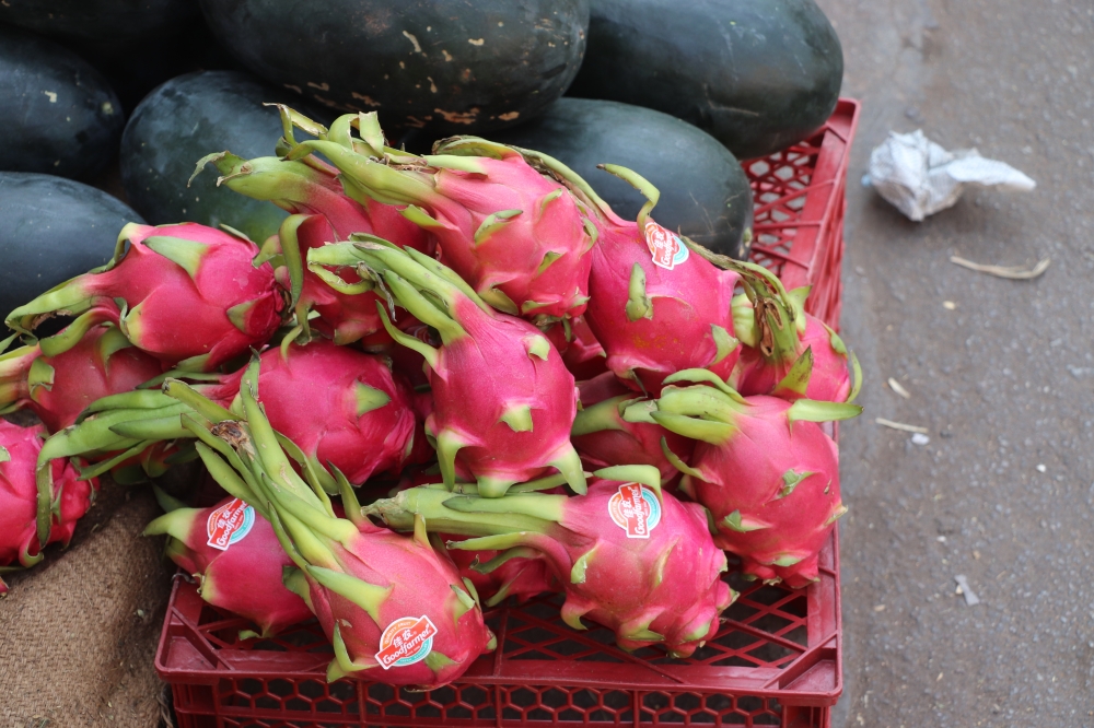 Colorful fruits, Colorful, fruit, south india, pink, green, handcart, 