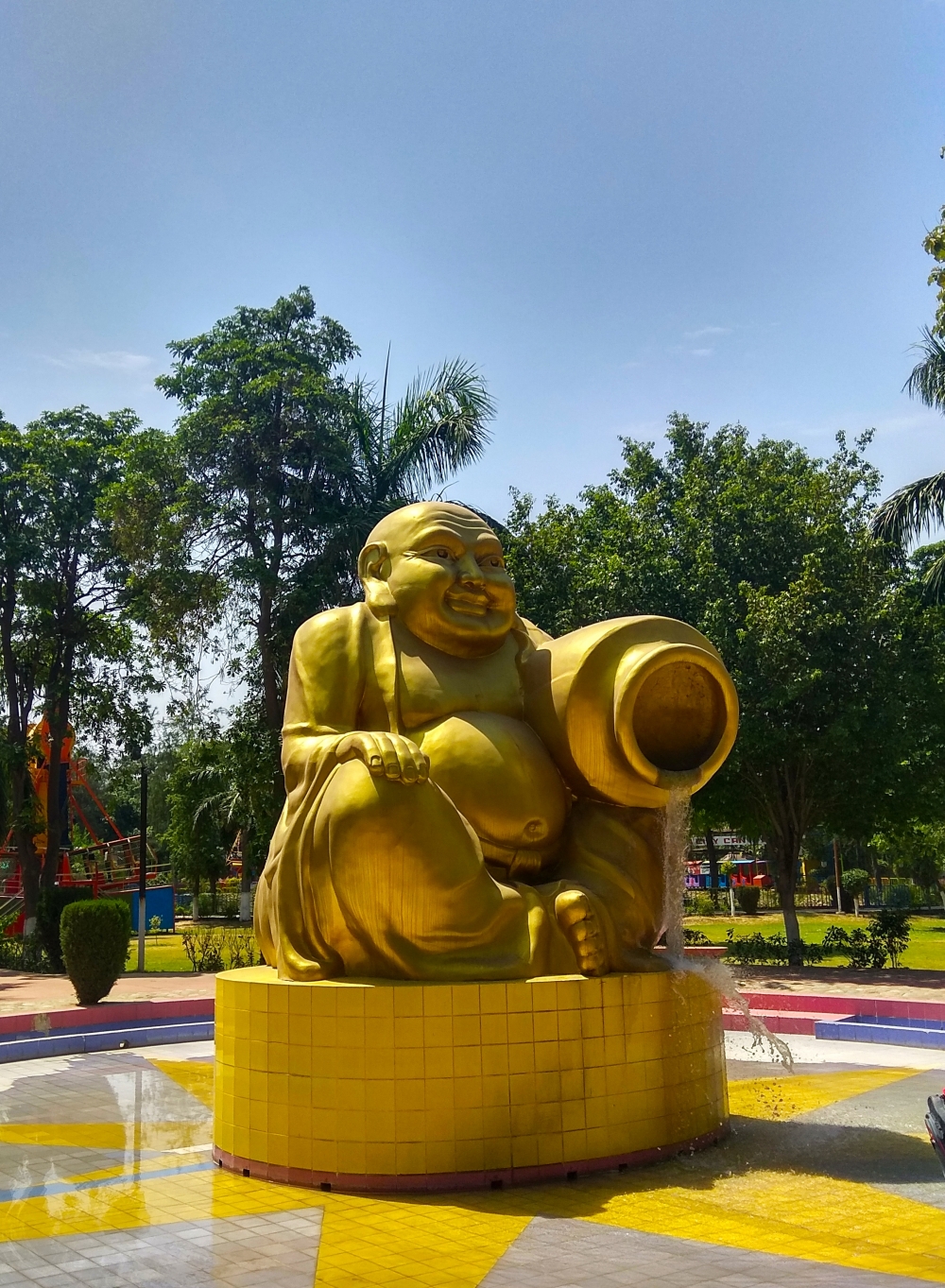 Laughing buddha statue at Suncity park, Amritsar, Laughing , buddha , morning, sunnyday, Photography, water, 