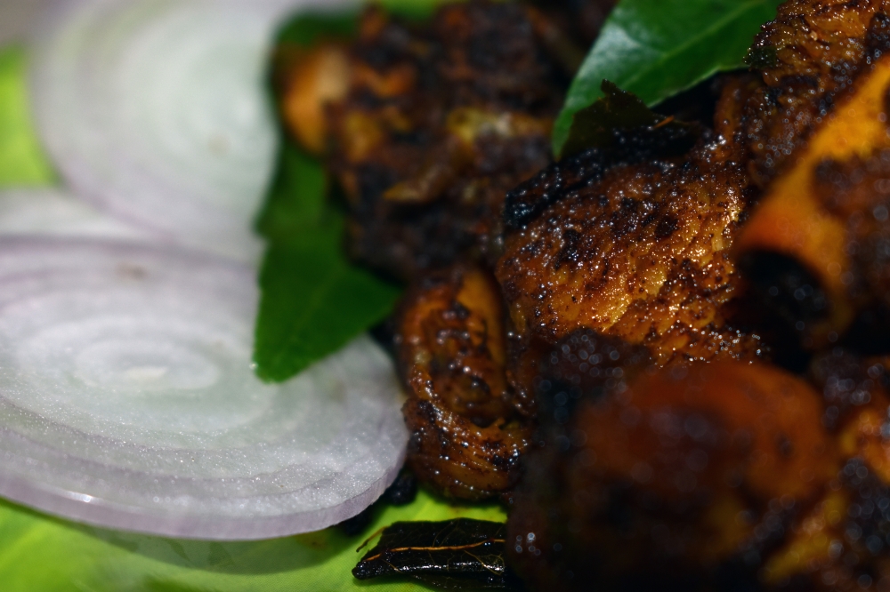 Crispy Chicken Fry - South Indian Style, south, indian, chicken, curryleave, fry, spicy, colourful, food, onion , curry