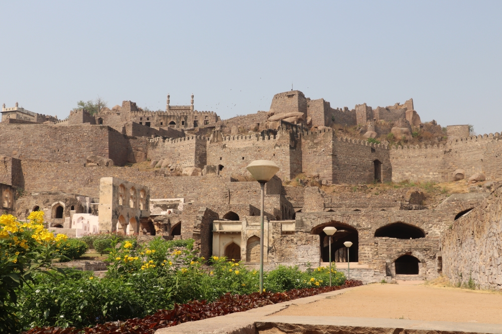 A view of famous Golkonda fort, Hyderabad, Fort, Golkonda, huge, stone, tourist destination