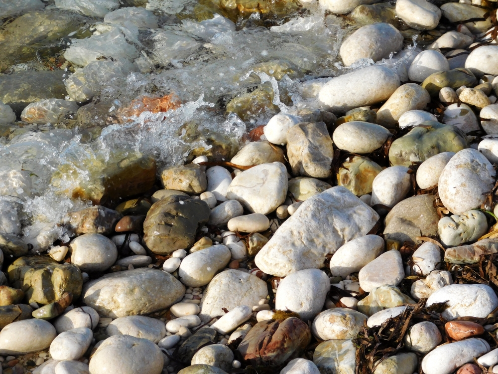 Sea pebbles, sea, beach, background, nature, natural, white, stones, outdoors, ocean, coast, water, wet, wave, scenic, golden, sunset, hour, blue, view, sunlight, beautiful, rocky, dusk, pebbles, mountains, sky, detail, shingle, closeup, sea stones