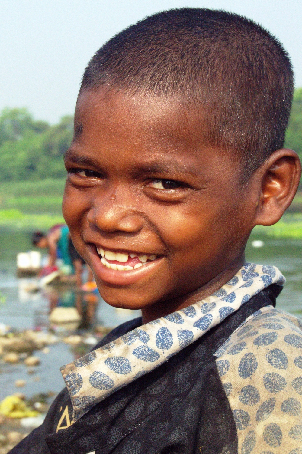 shyness, #boy#tribal#face#smile#shy