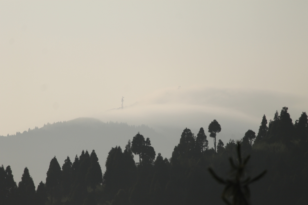 Mountain under fog, Mountains, Fog, Clouds, 