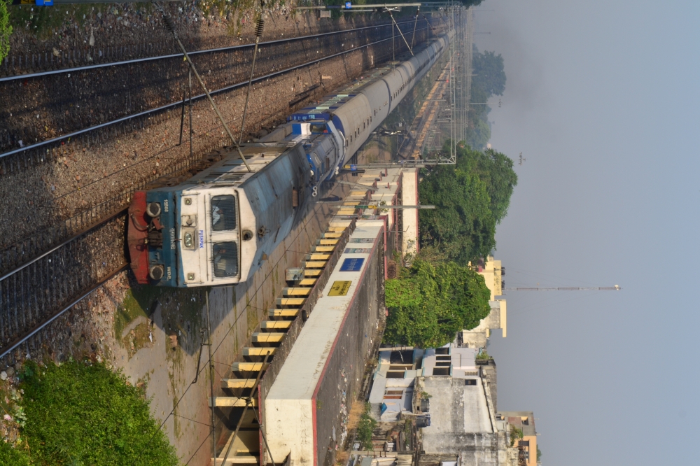 An approaching train viewed from overbridge, Train, train track, Engine, signal,  enchanting