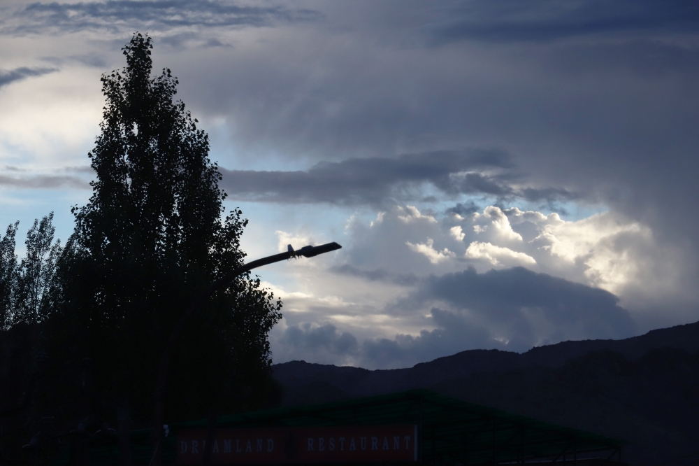 Landscape with nice foreground, sky, trees, mountains, laddakh, Leh