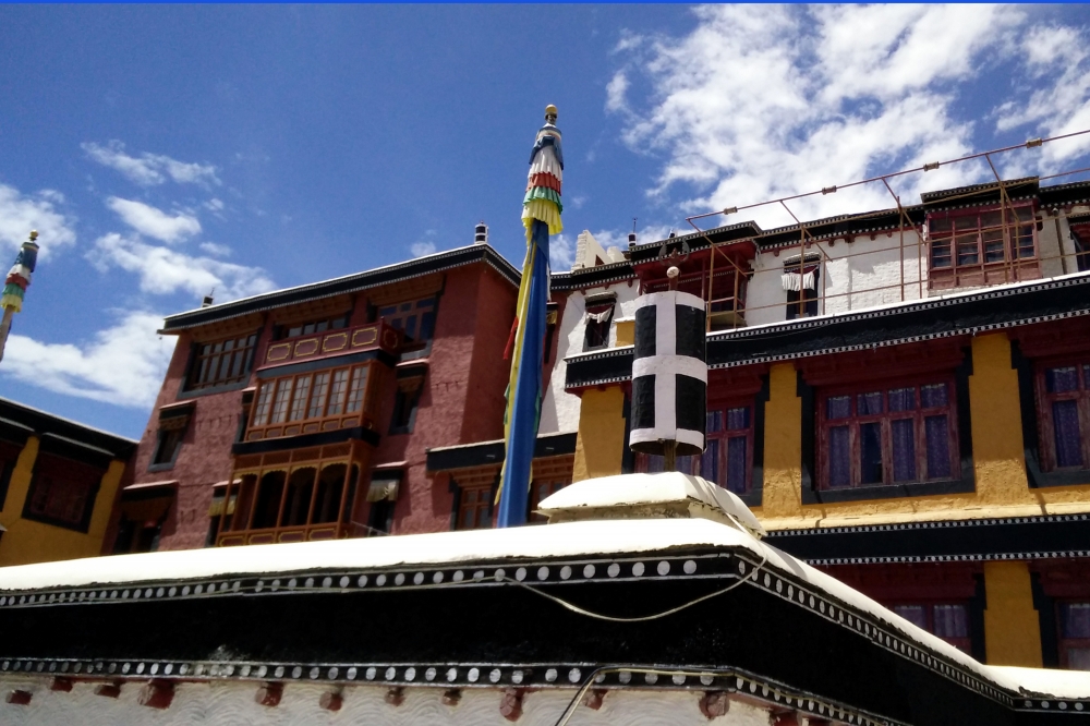 A wide angle view of Monastery, Beautiful, Monument, colorful, sky, Architecture, leh