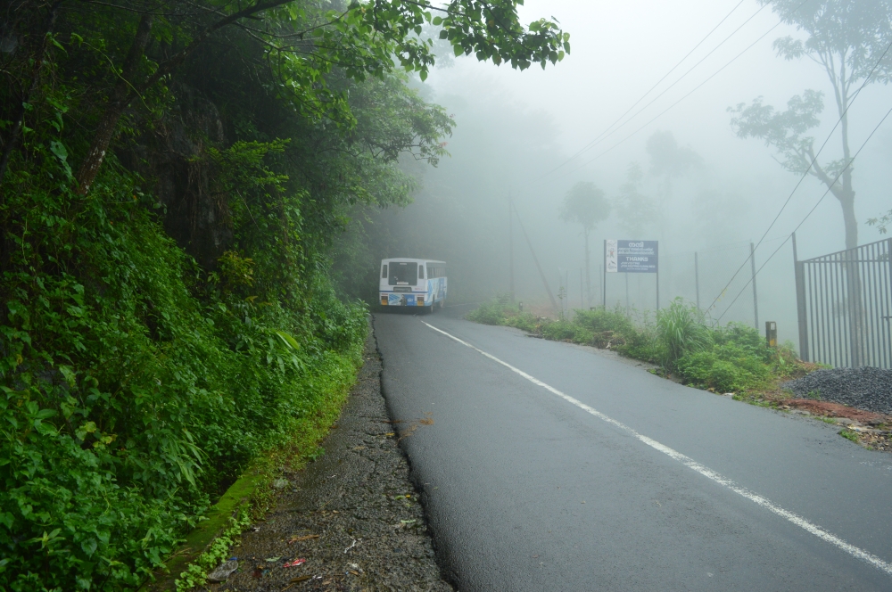 Road and the mist, On a road.., road, road and mist, wallpaper, landscape, Bus, 