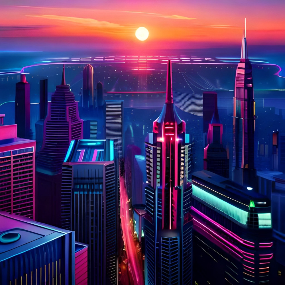 Futuristic city, City, Future, neon, Photography, Artificial, 