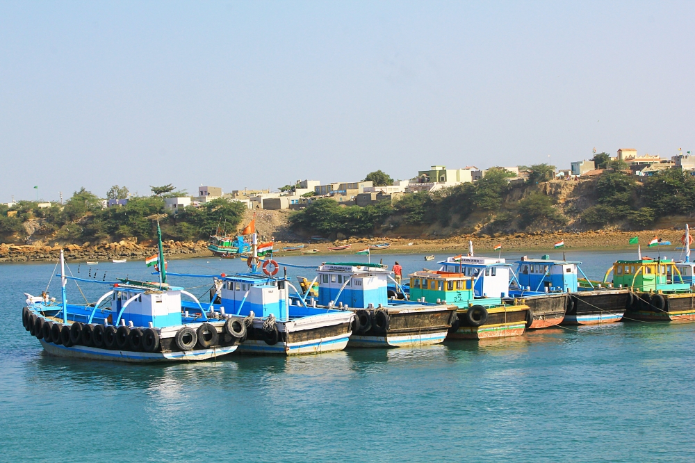Motor boats used for fishing, Motor boats, sea, blue, sky, water, 
