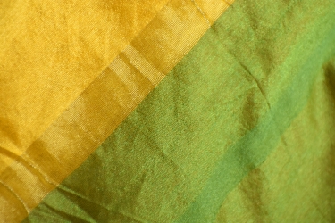 Close up of an Golden & Green Saree